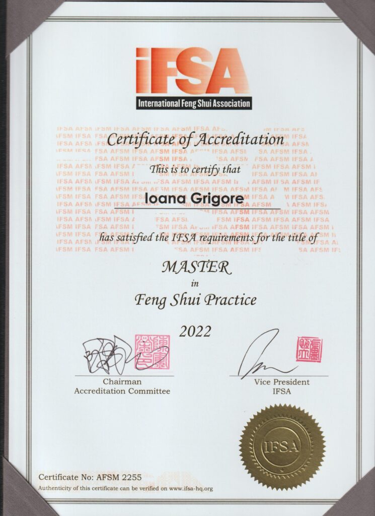 Diploma Master Feng Shui Ioana Grigore